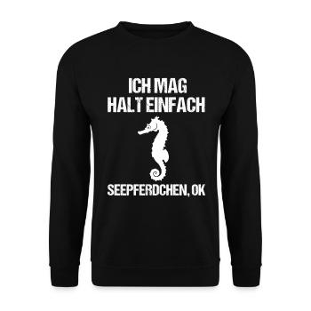 Maritimes Seepferdchen Ozeanliebe - Unisex Pullover - Schwarz - Vorne - Alina (178cm) & Michal (187cm)
