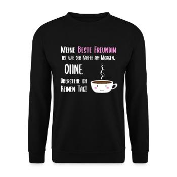 Süße Freundin Kaffee Becher Gesicht - Unisex Pullover - Schwarz - Vorne - Alina (178cm) & Michal (187cm)