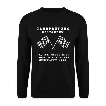 Fahrwunder? Ich bin's! - Unisex Pullover - Schwarz - Vorne - Alina (178cm) & Michal (187cm)