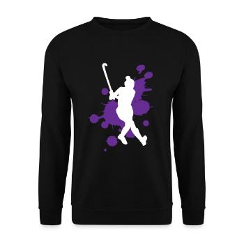 Kreative Farbspritzer Kunstexplosion - Unisex Pullover - Schwarz - Vorne - Alina (178cm) & Michal (187cm)