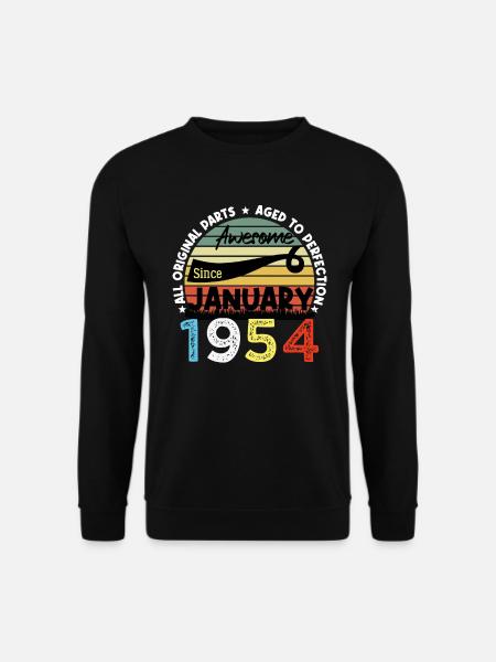 Awesome Since January 1954 Vintage 70 Years Birthday - Unisex Sweatshirt - black