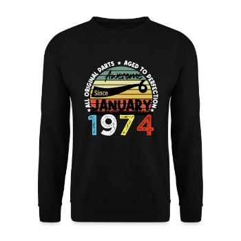 Awesome Since January 1974 Vintage 50 ans Birthday - Sweat-shirt Unisexe - noir - Devant - Alina (178cm) & Michal (187cm)