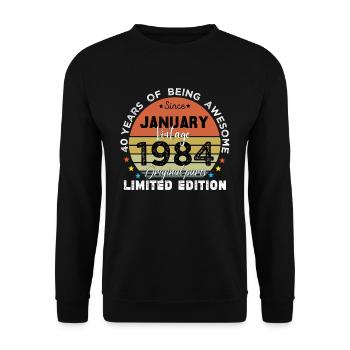 40 Years Old Made In 1984 Vintage January 1984 - Sweat-shirt Unisexe - noir - Devant - Alina (178cm) & Michal (187cm)