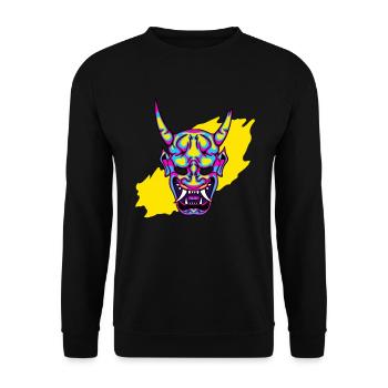 Hannya Neon Demon Cool Japan Art - Unisex Pullover - Schwarz - Vorne - Alina (178cm) & Michal (187cm)