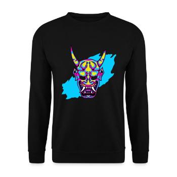 Hannya Neon Demon Cool Japan Art - Unisex Pullover - Schwarz - Vorne - Alina (178cm) & Michal (187cm)