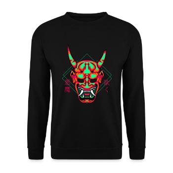 Neon Hannya Geometry Japanese Characters - Unisex Sweatshirt - black - Front - Alina (178cm) & Michal (187cm)