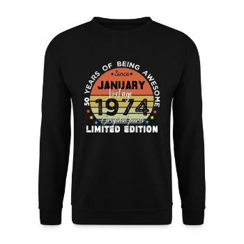 50 Years Old Made In 1974 Vintage January 1974 - Sweat-shirt Unisexe - noir - Devant - Alina (178cm) & Michal (187cm)