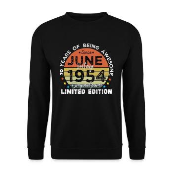 70 Years Old Made In 1954 Vintage June 1954 - Sweat-shirt Unisexe - noir - Devant - Alina (178cm) & Michal (187cm)