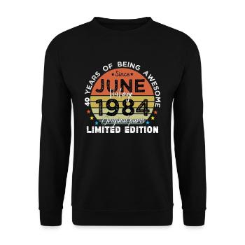 40 Years Old Made In 1984 Vintage June 1984 - Sweat-shirt Unisexe - noir - Devant - Alina (178cm) & Michal (187cm)