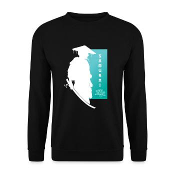Samurai Blume Krieger Seelenfrieden Kunst - Unisex Pullover - Schwarz - Vorne - Alina (178cm) & Michal (187cm)