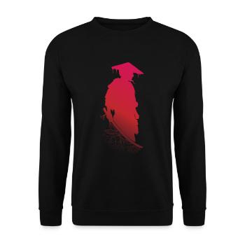 Samurai Blütenzauber Geistige Stärke - Unisex Pullover - Schwarz - Vorne - Alina (178cm) & Michal (187cm)