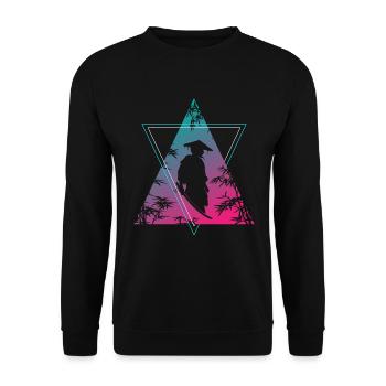Neon Samurai Moderner Krieger Geist - Unisex Pullover - Schwarz - Vorne - Alina (178cm) & Michal (187cm)