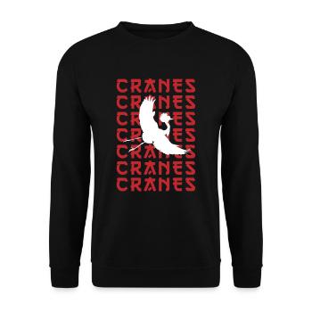 CRANES Stylish Bird Silhouette - Unisex Sweatshirt - black - Front - Alina (178cm) & Michal (187cm)