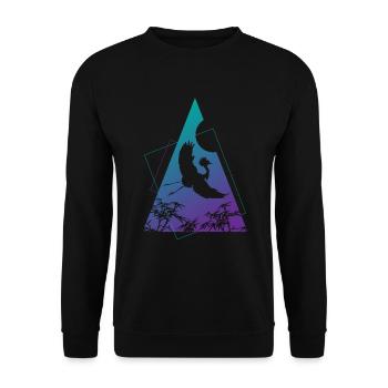 Kranich Origami Geometrie Kreativität - Unisex Pullover - Schwarz - Vorne - Alina (178cm) & Michal (187cm)
