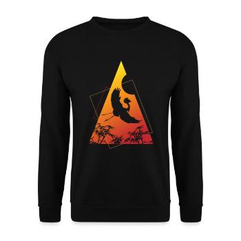 Grue Origami Géométrie Créativité - Sweat-shirt Unisexe - noir - Devant - Alina (178cm) & Michal (187cm)