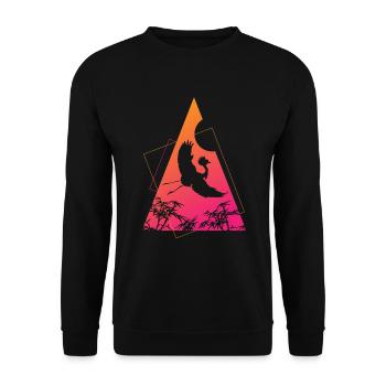 Kranich Origami Geometrie Kreativität - Unisex Pullover - Schwarz - Vorne - Alina (178cm) & Michal (187cm)