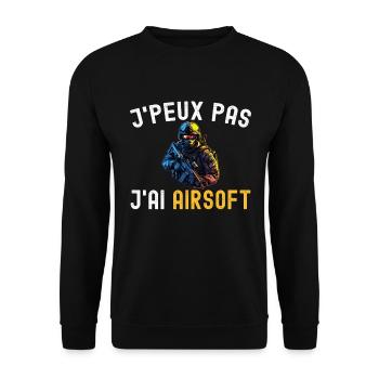 J'Peux Pas J'ai Airsoft Humour Softair Cadeau Fan - Sweat-shirt Unisexe - noir - Devant - Alina (178cm) & Michal (187cm)