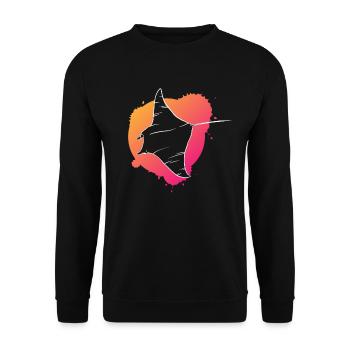 Bunter Rochen Aqua Kunstwerk Geschenk - Unisex Pullover - Schwarz - Vorne - Alina (178cm) & Michal (187cm)