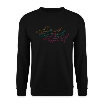 Sharks Neon Duo Ocean Majesty - Unisex Sweatshirt - black - Front - Alina (178cm) & Michal (187cm)