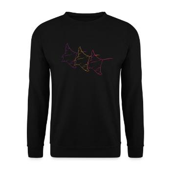 Trio Manta Rays Neon Contour - Unisex Sweatshirt - black - Front - Alina (178cm) & Michal (187cm)