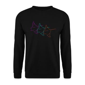 Trio Manta Rays Neon Contour - Unisex Sweatshirt - black - Front - Alina (178cm) & Michal (187cm)
