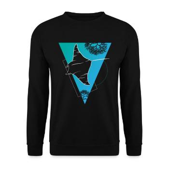 Manta Ray Korallenriff Abenteuer - Unisex Pullover - Schwarz - Vorne - Alina (178cm) & Michal (187cm)