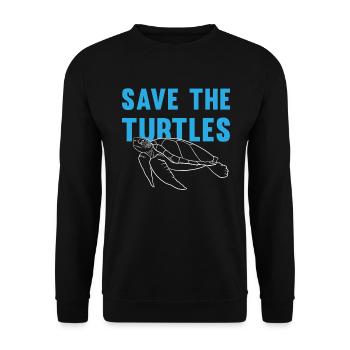 Protects Turtles Eco-Conscious Gift - Unisex Sweatshirt - black - Front - Alina (178cm) & Michal (187cm)