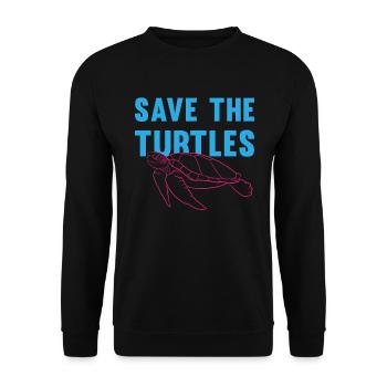 Protects Turtles Eco-Conscious Gift - Unisex Sweatshirt - black - Front - Alina (178cm) & Michal (187cm)