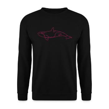 Elegante Orca Silhouetten Meerestraum - Unisex Pullover - Schwarz - Vorne - Alina (178cm) & Michal (187cm)