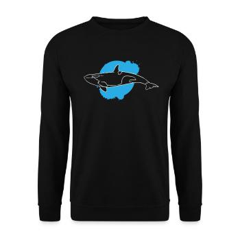 Ozeanischer Orca Silhouette Meeresliebe - Unisex Pullover - Schwarz - Vorne - Alina (178cm) & Michal (187cm)