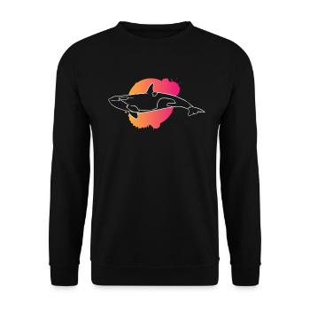 Ozeanischer Orca Silhouette Meeresliebe - Unisex Pullover - Schwarz - Vorne - Alina (178cm) & Michal (187cm)