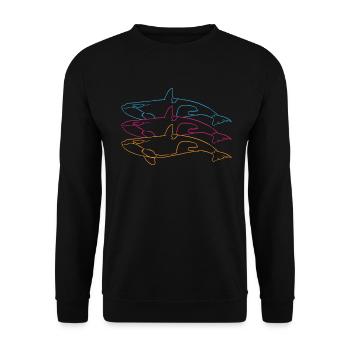 Trio Orcas Kunstlinie Naturverbundenheit - Unisex Pullover - Schwarz - Vorne - Alina (178cm) & Michal (187cm)
