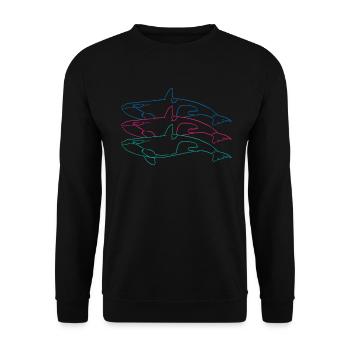 Trio Orcas Kunstlinie Naturverbundenheit - Unisex Pullover - Schwarz - Vorne - Alina (178cm) & Michal (187cm)