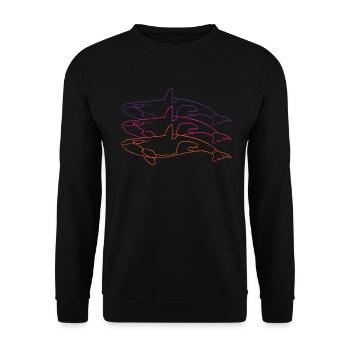 Trio Orcas Kunstlinie Naturverbundenheit - Unisex Pullover - Schwarz - Vorne - Alina (178cm) & Michal (187cm)