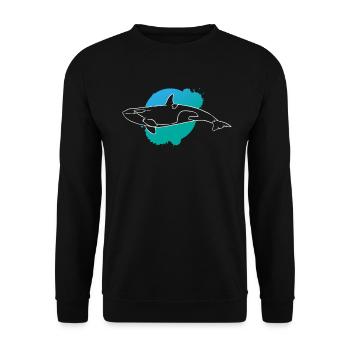 Ozeanischer Orca Silhouette Meeresliebe - Unisex Pullover - Schwarz - Vorne - Alina (178cm) & Michal (187cm)
