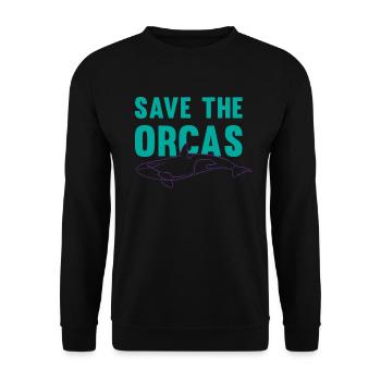 Protects the Orcas Eco-Conscious Gift - Unisex Sweatshirt - black - Front - Alina (178cm) & Michal (187cm)