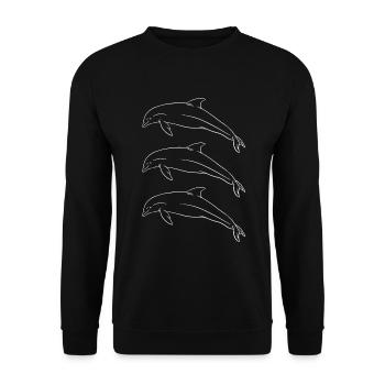 Delfintrio Ozeanische Harmonie Geschenk - Unisex Pullover - Schwarz - Vorne - Alina (178cm) & Michal (187cm)