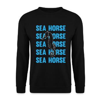 Sea Horse Writing Game Ocean Love - Unisex Sweatshirt - black - Front - Alina (178cm) & Michal (187cm)