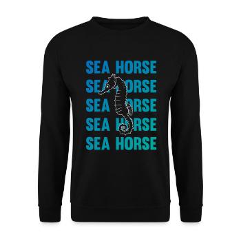Sea Horse Writing Game Ocean Love - Unisex Sweatshirt - black - Front - Alina (178cm) & Michal (187cm)