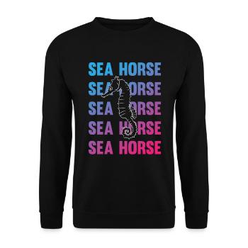 Sea Horse Writing Game Ocean Love - Unisex Sweatshirt - black - Front - Alina (178cm) & Michal (187cm)