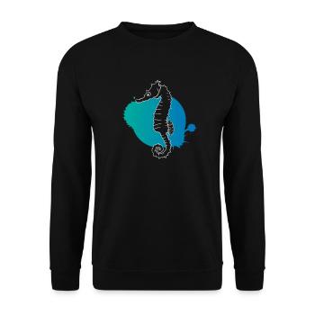 Silhouette Seepferdchen Ozean - Unisex Pullover - Schwarz - Vorne - Alina (178cm) & Michal (187cm)