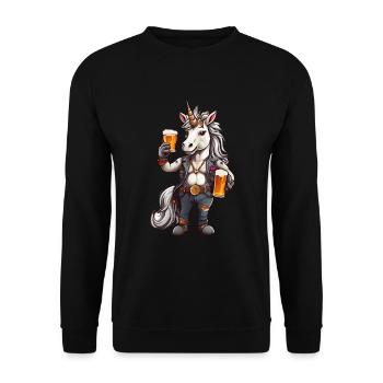 Licorne avec de la bière à la main - Sweat-shirt Unisexe - noir - Devant - Alina (178cm) & Michal (187cm)