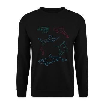 Ozeanische Freunde Farbenpracht Unterwasser - Unisex Pullover - Schwarz - Vorne - Alina (178cm) & Michal (187cm)