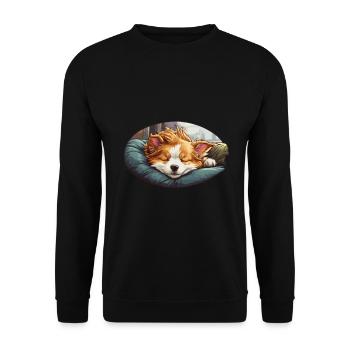 Sleeping corgi on a pillow - Unisex Sweatshirt - black - Front - Alina (178cm) & Michal (187cm)