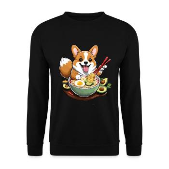 Corgi with ramen and chopsticks - Unisex Sweatshirt - black - Front - Alina (178cm) & Michal (187cm)
