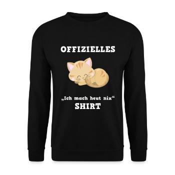 Katze Ruhetag Faulenzen Relax Shirt - Unisex Pullover - Schwarz - Vorne - Alina (178cm) & Michal (187cm)