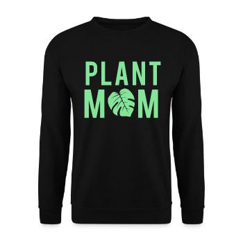 Plant Mum Stilvolle Pflanzenmutter Natur - Unisex Pullover - Schwarz - Vorne - Alina (178cm) & Michal (187cm)