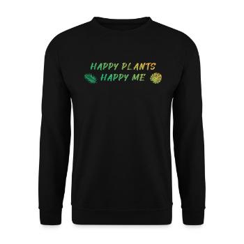 Happy Plants Glückliche Pflanzenfreude - Unisex Sweatshirt - black - Front - Alina (178cm) & Michal (187cm)