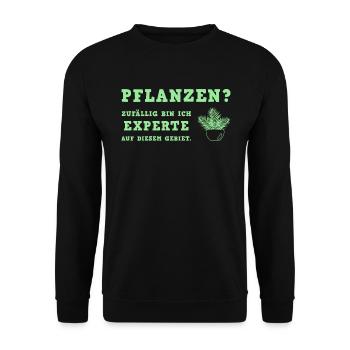Pflanzenexperte mit Leidenschaft Motiv - Unisex Pullover - Schwarz - Vorne - Alina (178cm) & Michal (187cm)
