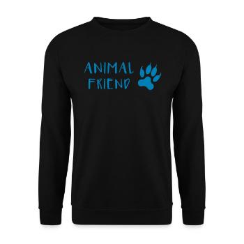 Tierfreund Schrift Pfotenabdruck Stil - Unisex Pullover - Schwarz - Vorne - Alina (178cm) & Michal (187cm)